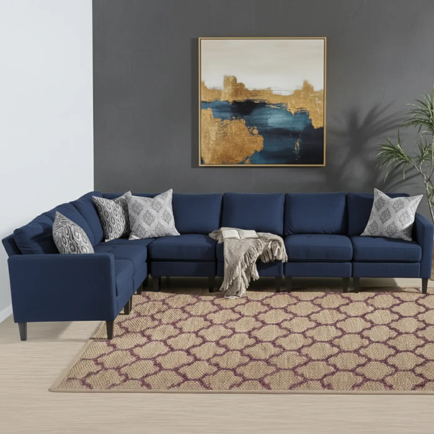 7-Piece Fabric Sectional Sofa - Image 4