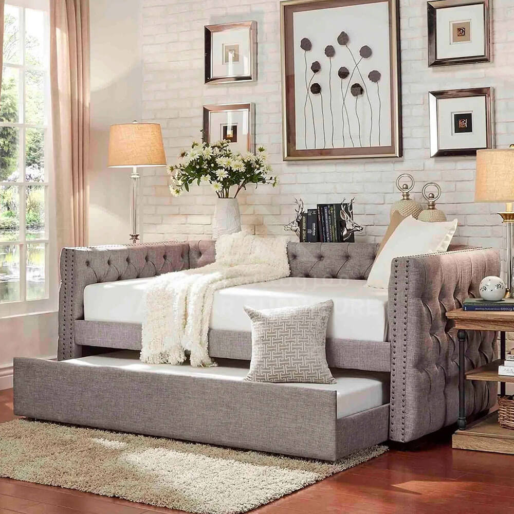 Tufted Nailhead Chesterfield Daybed with Trundle - Image 3