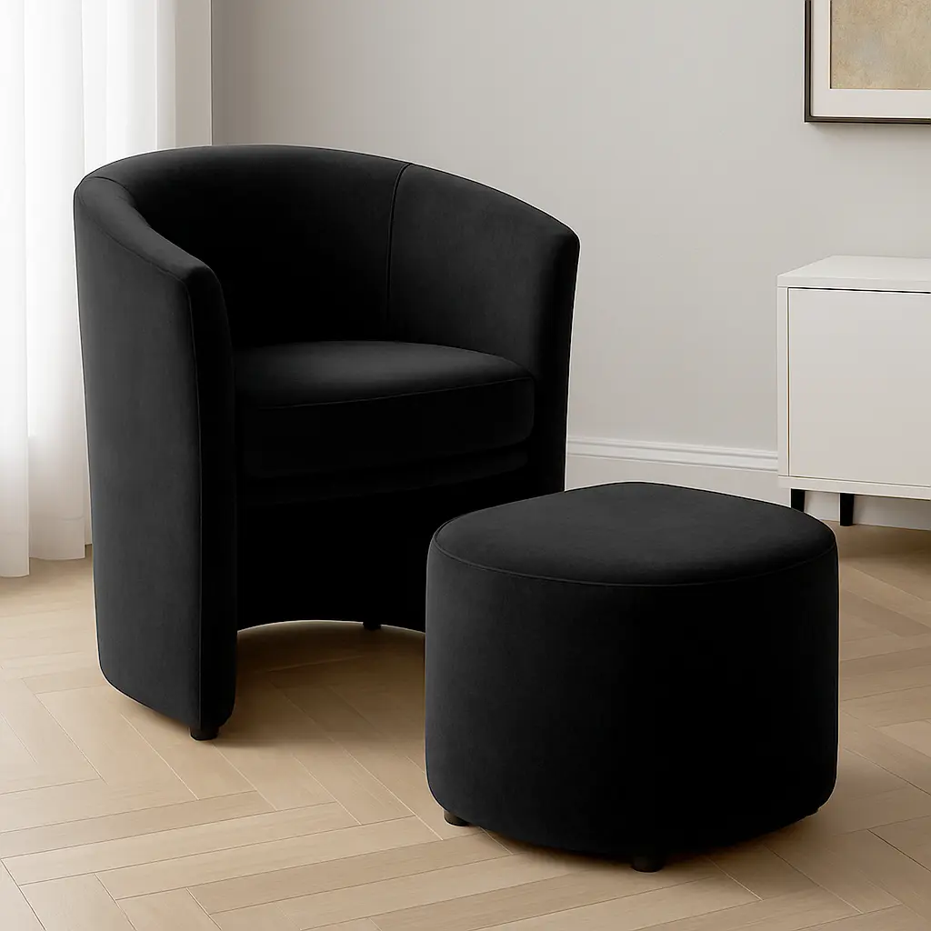 Huggy Velvet Armchair and Ottoman - Image 5