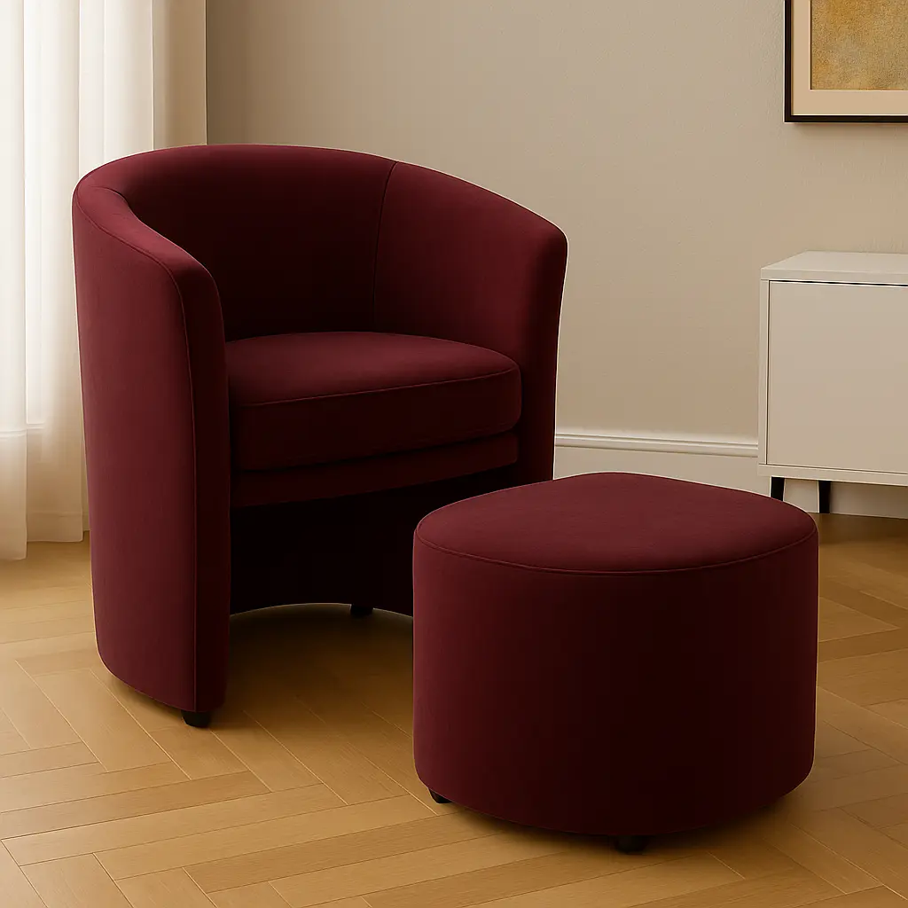 Huggy Velvet Armchair and Ottoman - Image 3