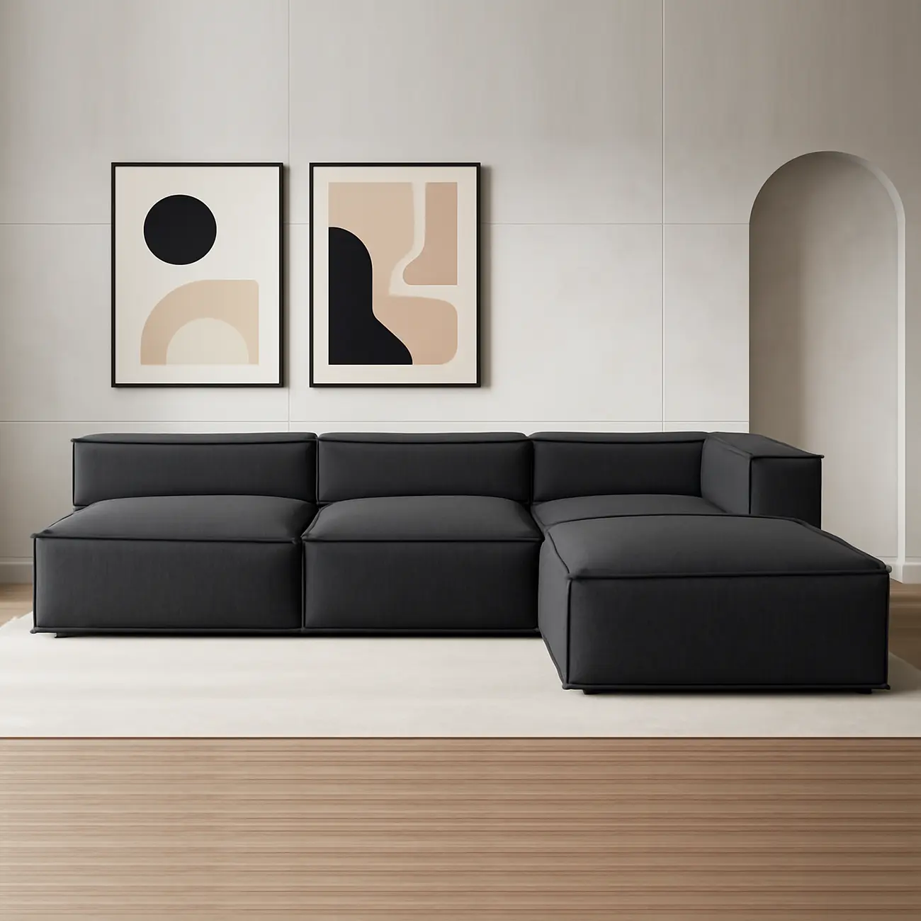 Minimalist L Shape Sofa Set - Image 4