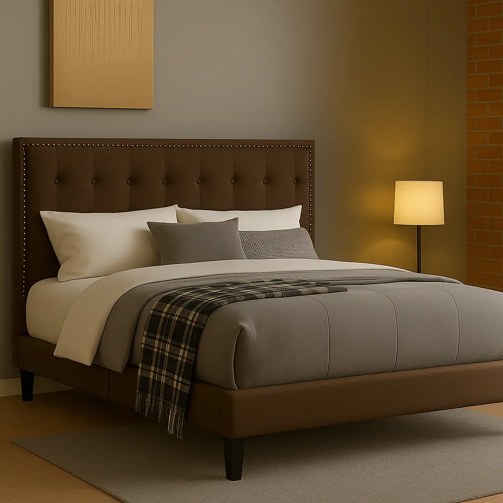 Nailhead Velvet Panel Bed - Image 2
