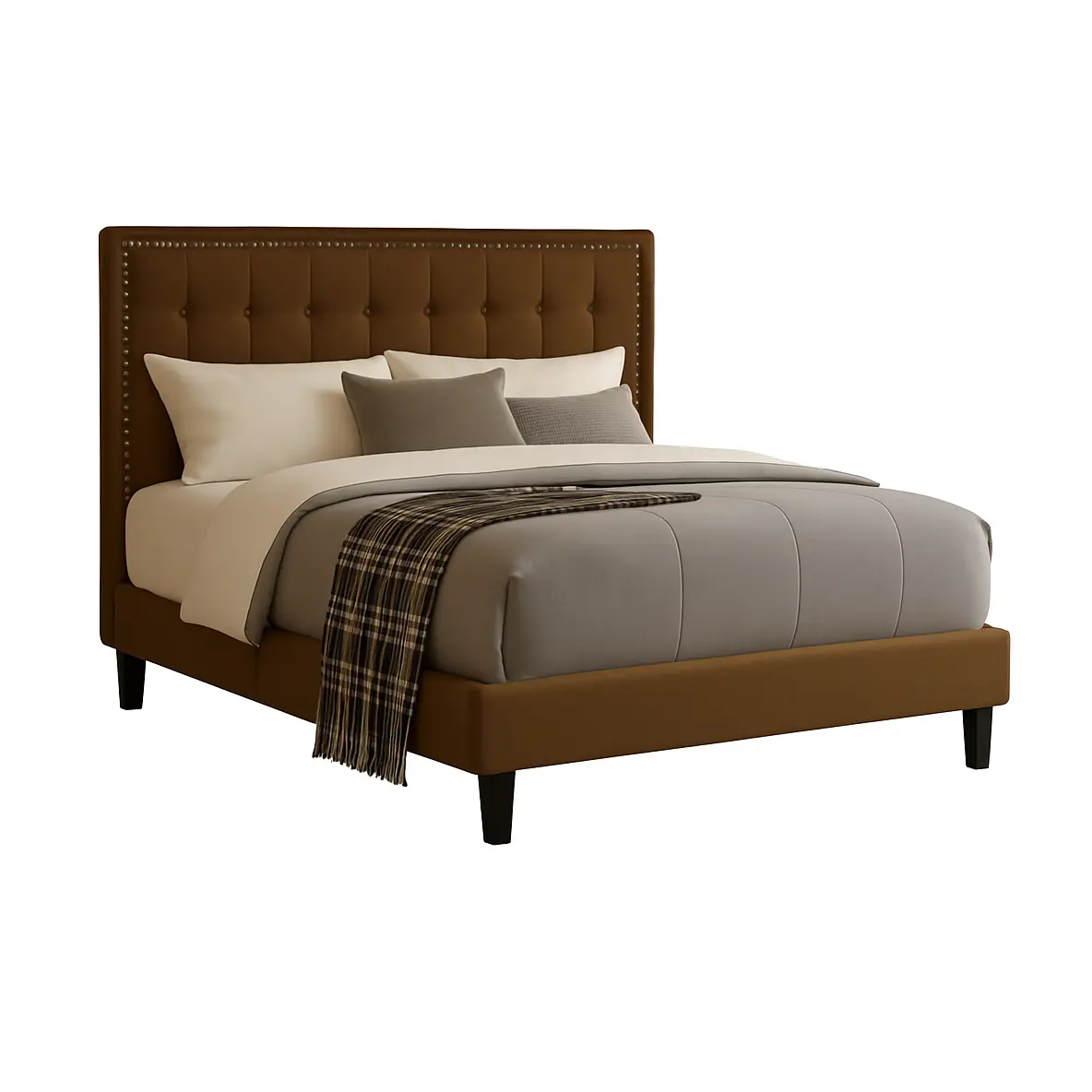 Nailhead Velvet Panel Bed - Image 4