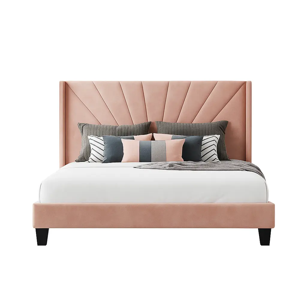 Amber Wingback Velvet Bed - Image 4
