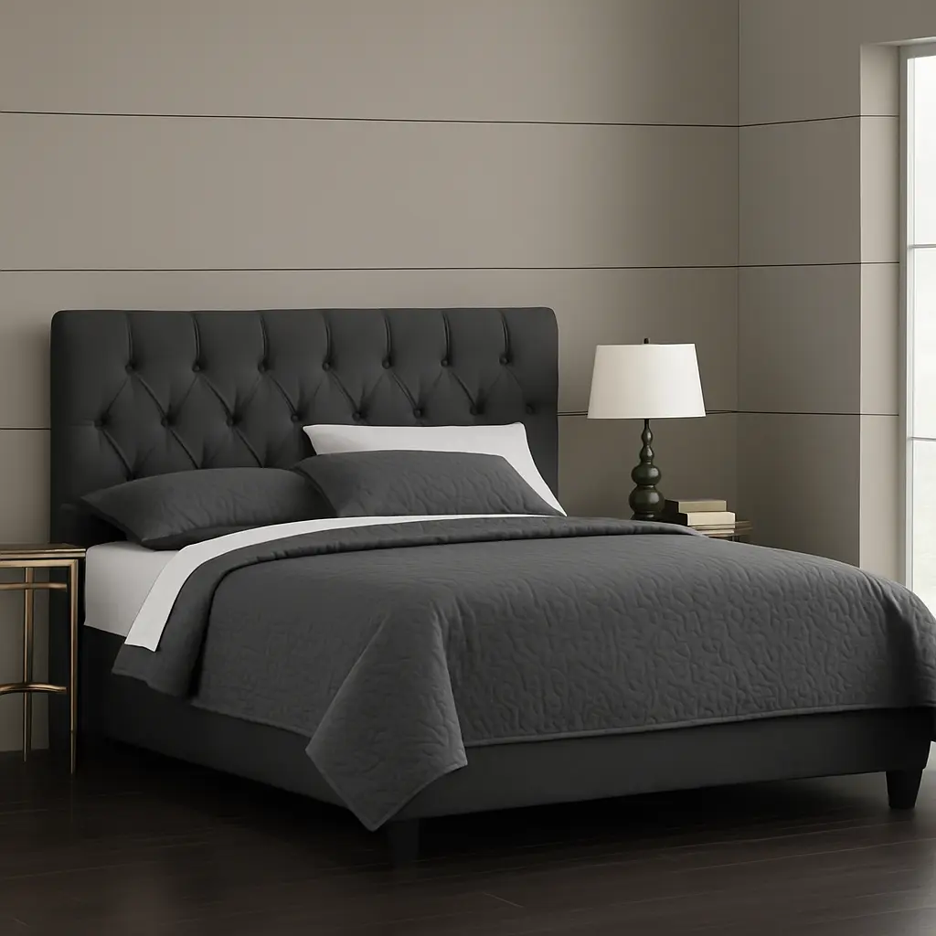 Grey Velvet Bed - Image 2