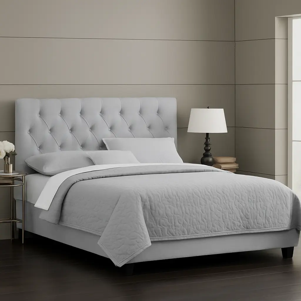 Grey Velvet Bed