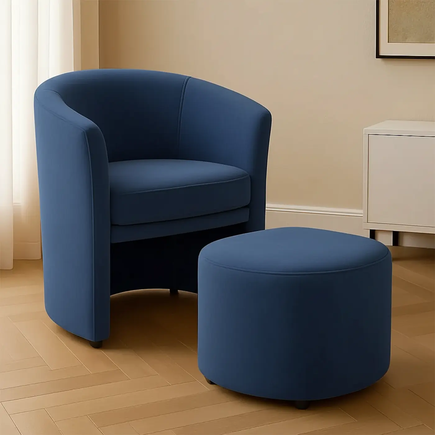 Huggy Velvet Armchair and Ottoman